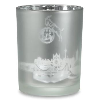1. FC Köln Windlicht schwarz silber groß ca
